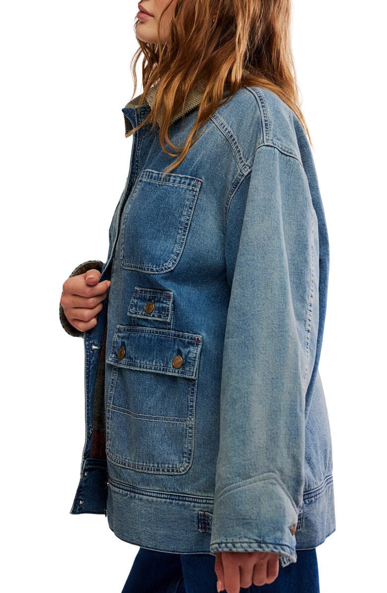 Free People Sweet Talk Denim Barn Jacket, Alternate, color, Century Wash