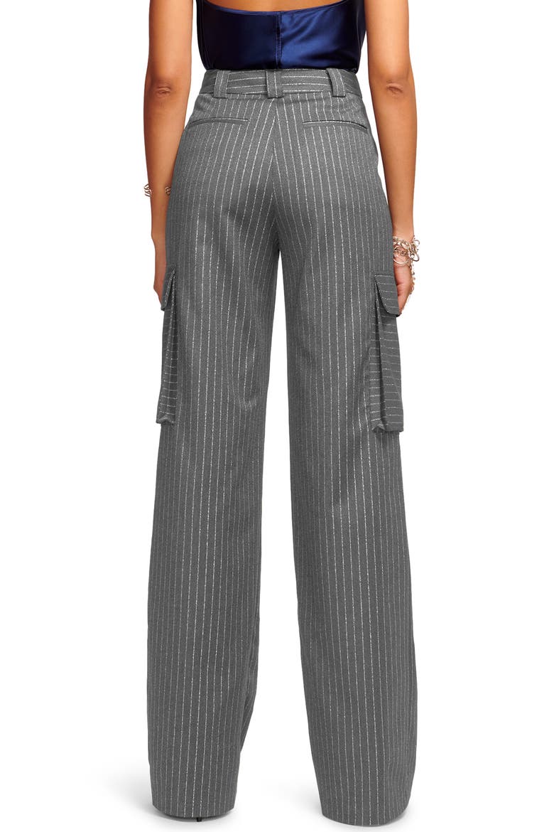 Noa Metallic Pinstripe Cargo Pants, Alternate, color, CHARCOAL LUREX PINSTRIPE