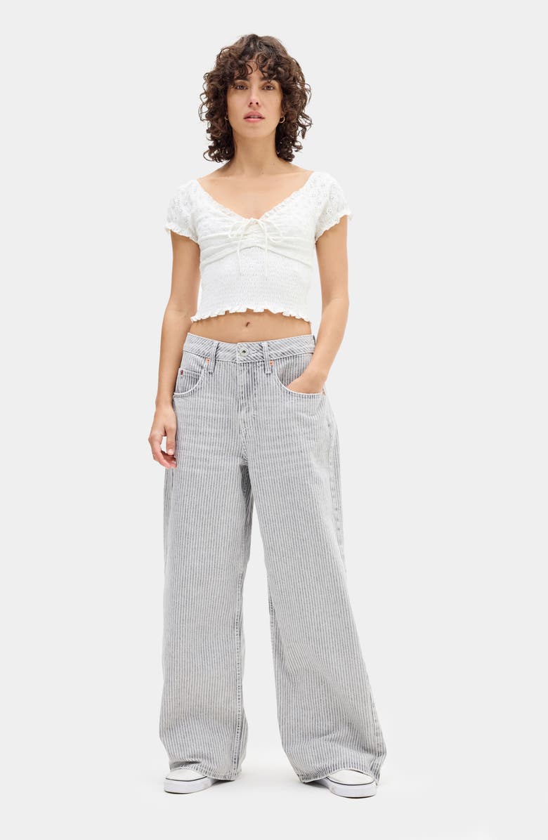 BDG Urban Outfitters Jaya Ticking Stripe Low Rise Wide Leg Jeans, Alternate, color, 