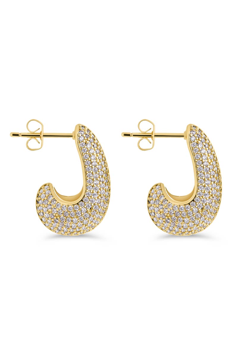 Sterling Forever Adalyn Pavé Cubic Zirconia Huggie Hoop Earrings, Alternate, color,