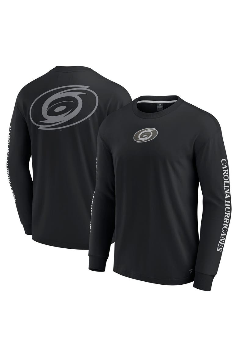 Men's Fanatics Black Carolina Hurricanes Elements Strive Long Sleeve T-Shirt, Alternate, color, Black