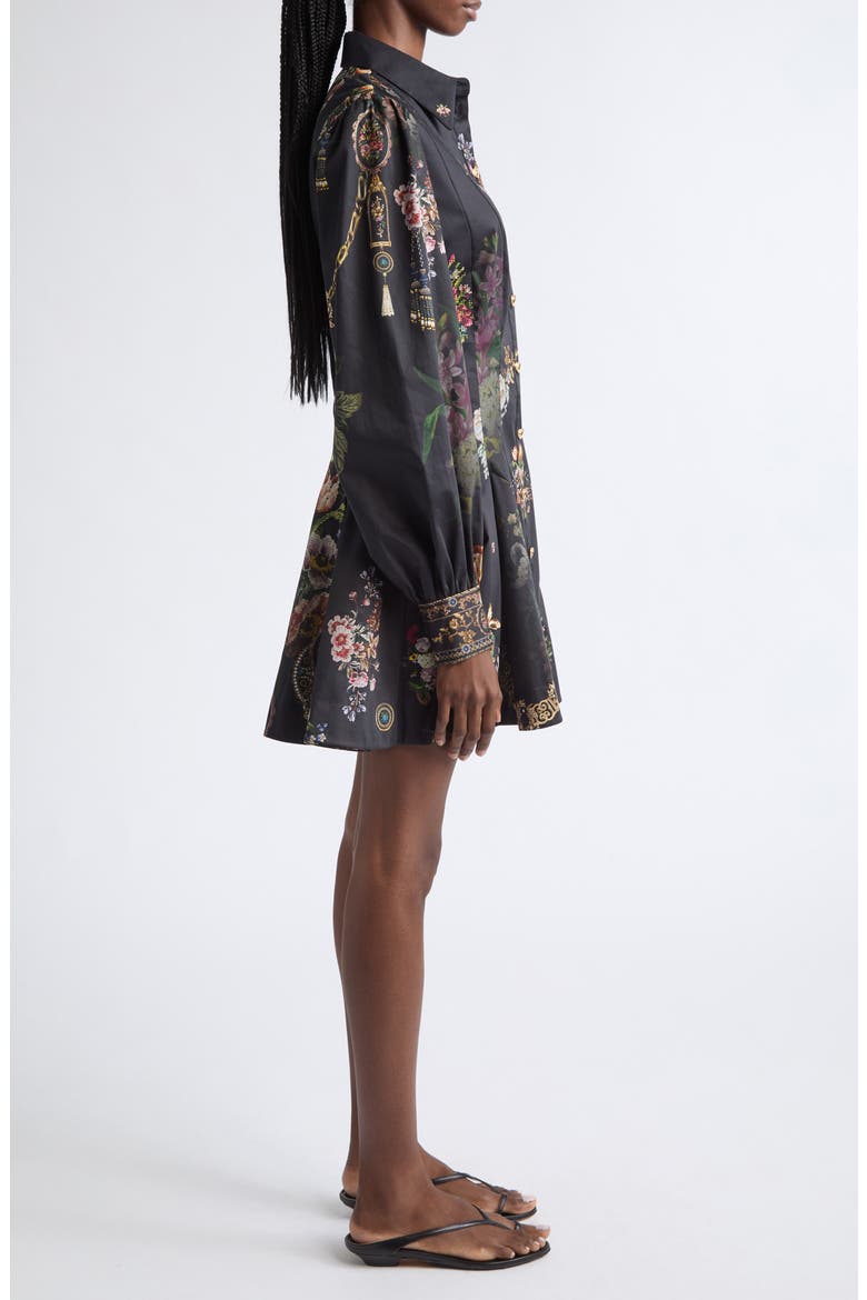 Floral Long Sleeve Stretch Cotton Shirtdress, Alternate, color, NIGHT GARDEN
