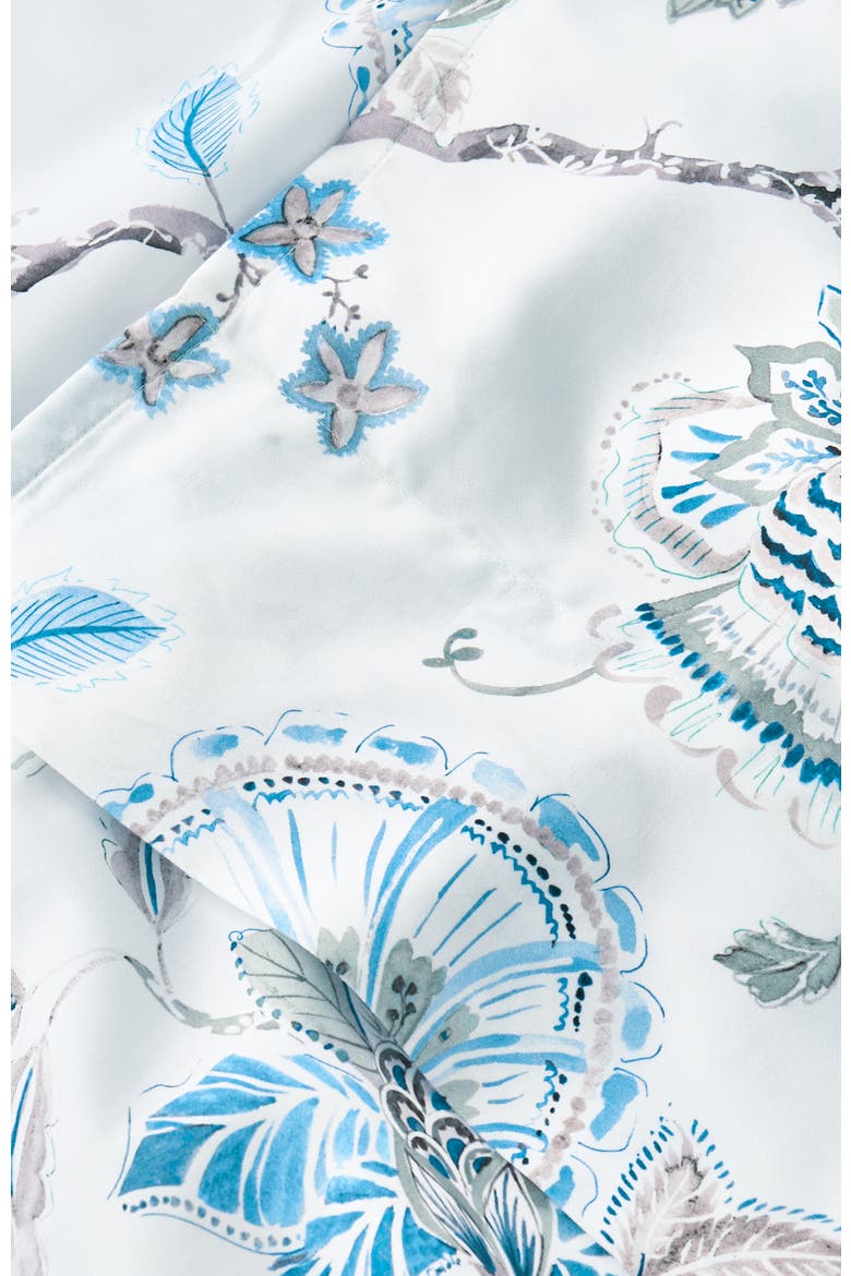 Tropical Floral Luxury Cotton Sateen Sheet Set Bundles, Alternate, color, Blue