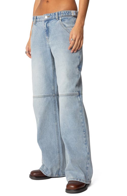 Edikted Shai Low Rise Carpenter Jeans In Light-blue
