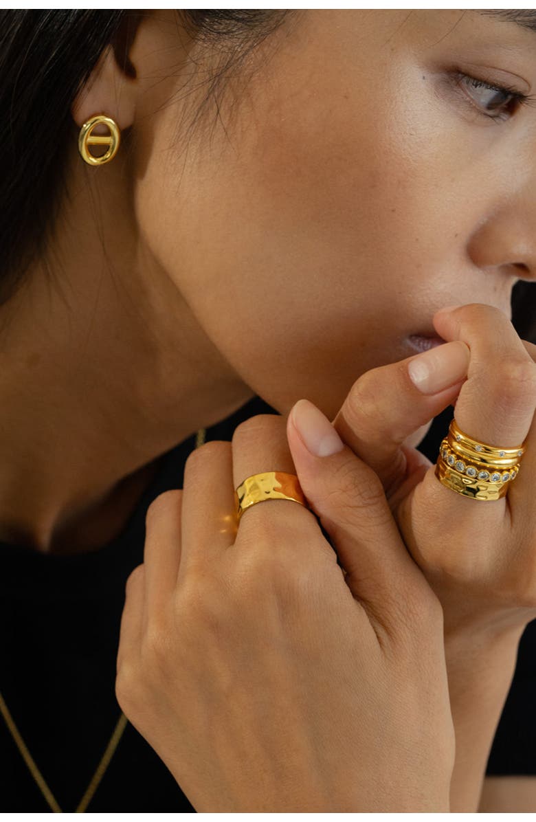 Bearfruit Jewelry Sterling Silver 18k Gold Plated Erin Circle Necklace & Stud Earrings Set, Alternate, color, Gold