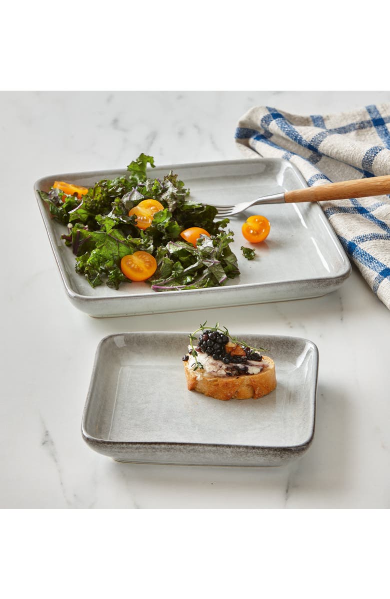 tag Stinson Light Gray Ceramic Square Serving Plate Small Dishwasher Safe, Main, color, Gray