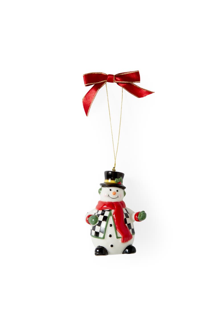Christmas Tree Black & White Snowman Ornament, Main, color, Multi
