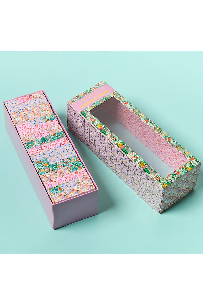 Floral Tumbling Tower, Classic Wooden Blocks Stacking Game, Alternate, color, Multicolored