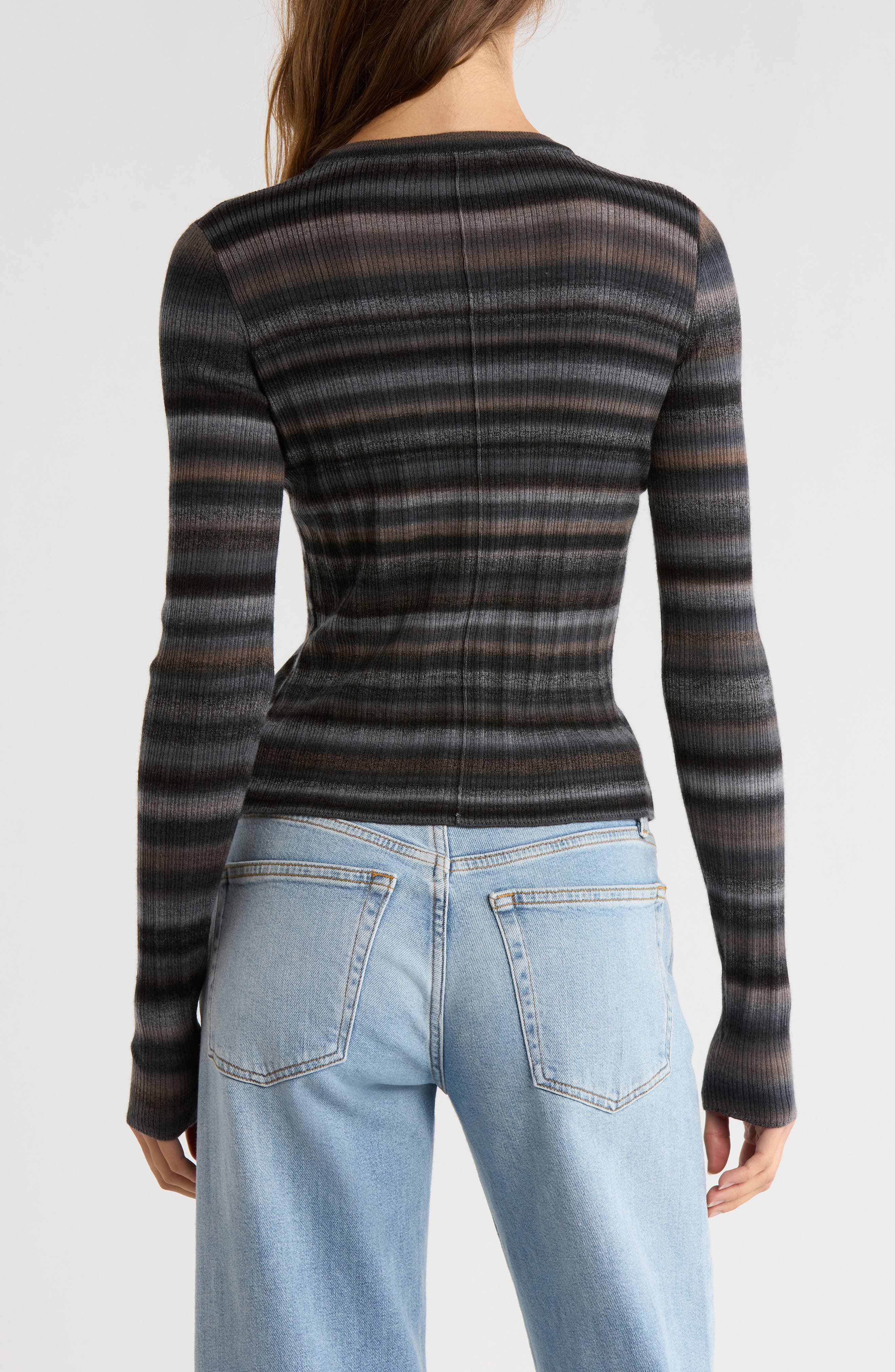 Space Dye Stripe Rib Wool Sweater - image 2