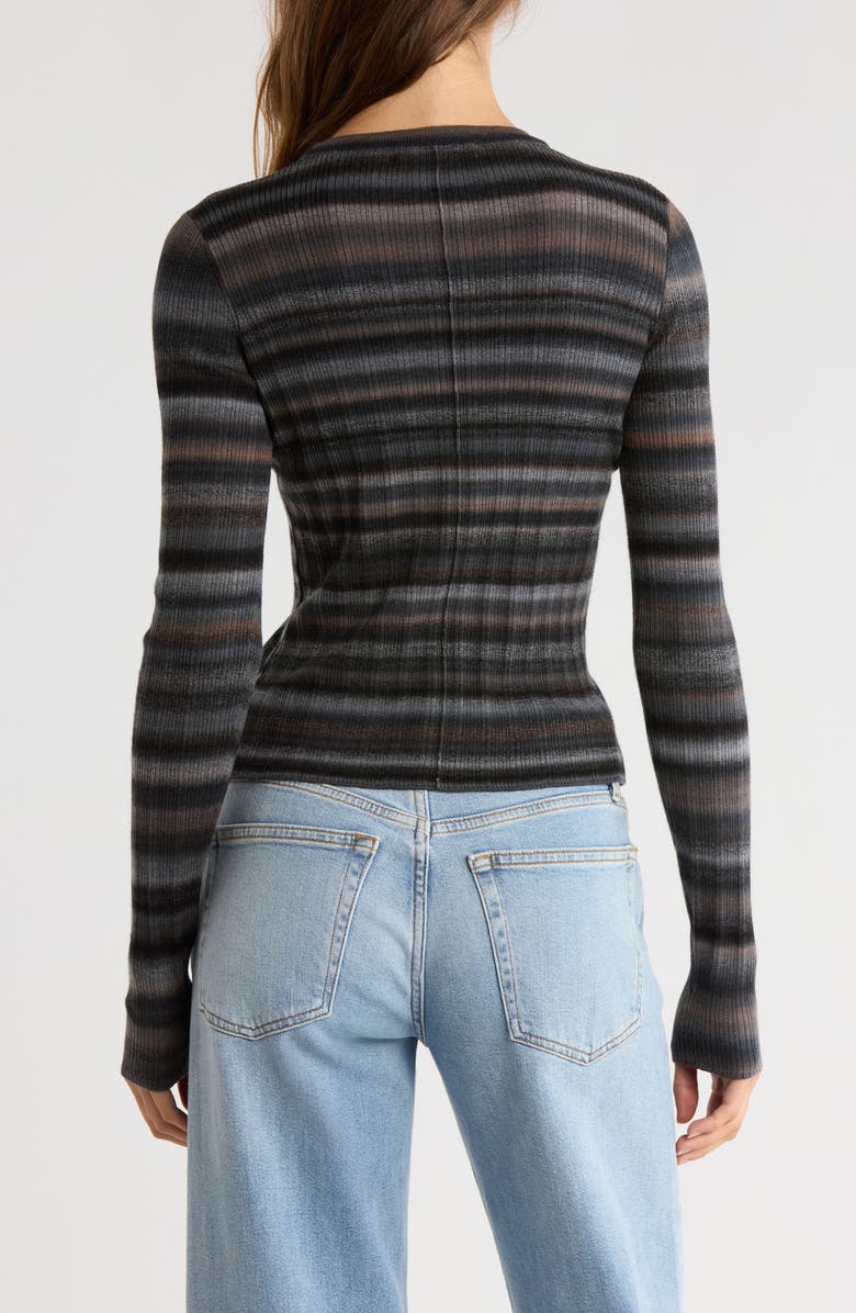 Re/Done Space Dye Stripe Rib Wool Sweater, Alternate, color, Blackcombo