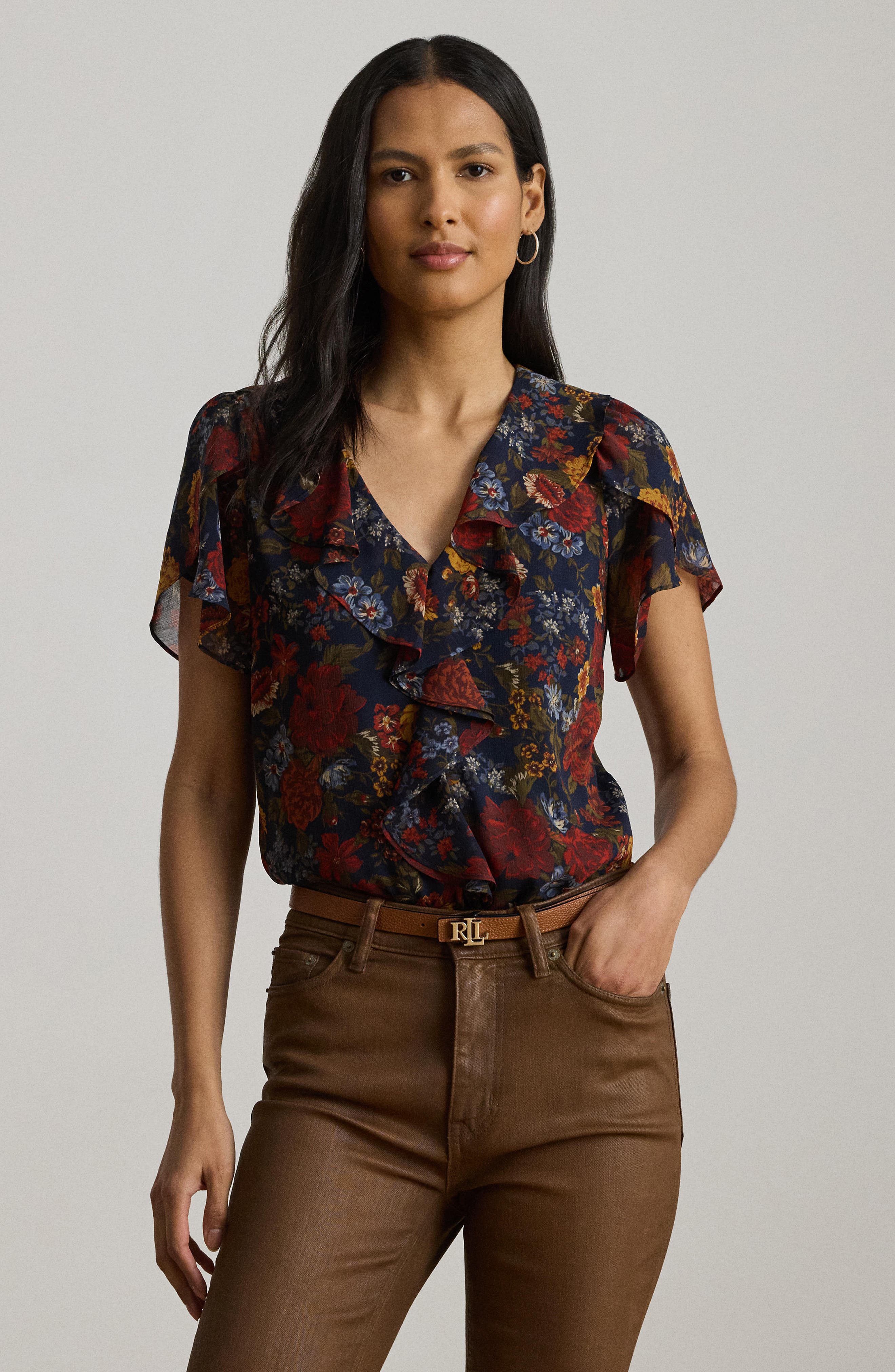 Floral Ruffle Accent Top - image 2