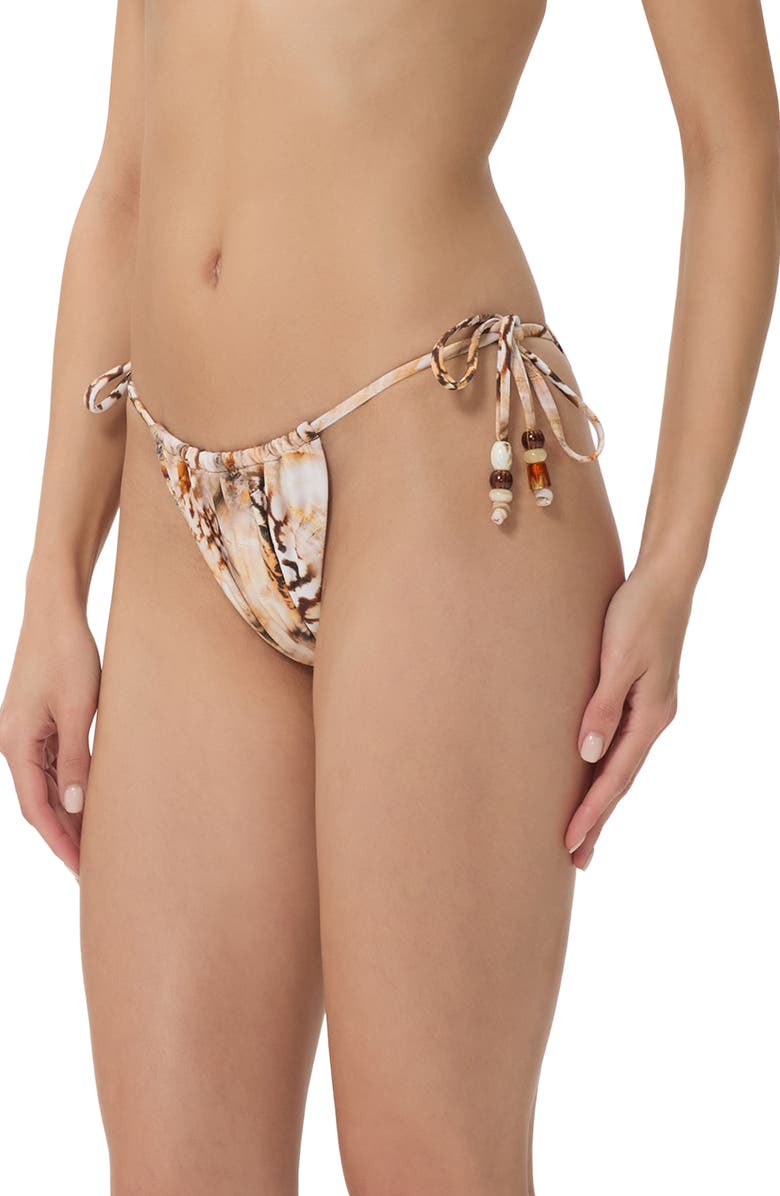 AFRM Cali Side Ties Bikini Bottoms, Alternate, color, Ember Swirl Shell