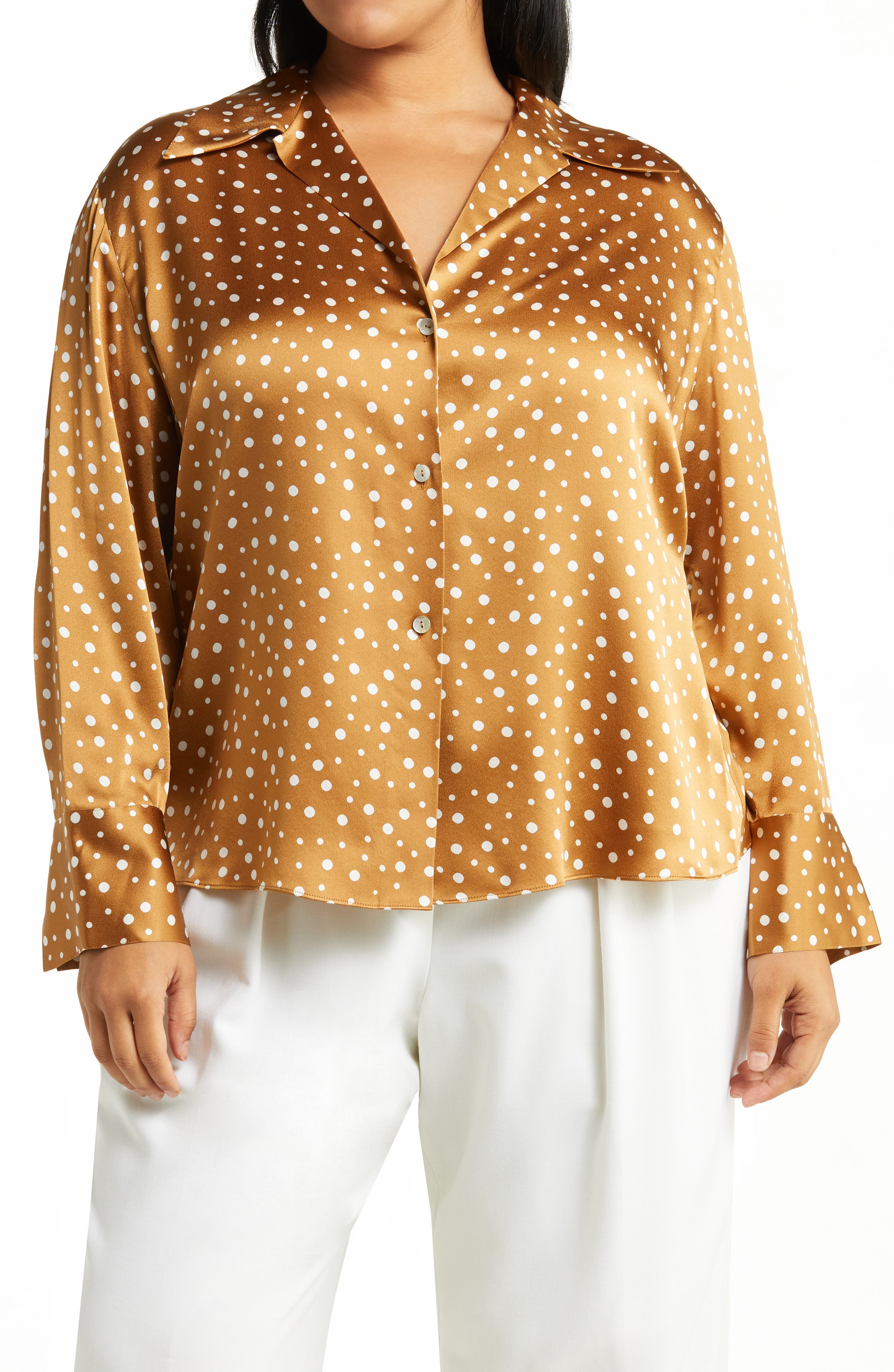 Dot Print Silk Blouse