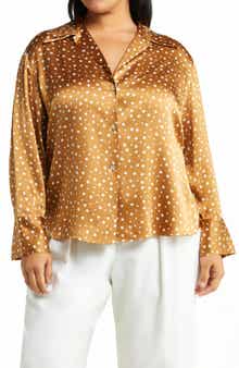 Dot Print Silk Blouse