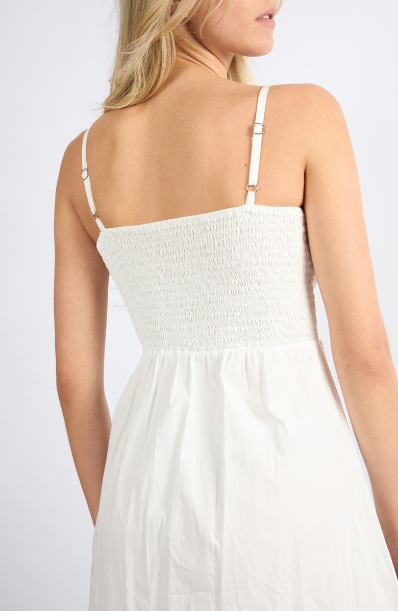 Viens Avec Moi Cove Smocked Bodice Cotton Maxi Sundress, Alternate, color, White