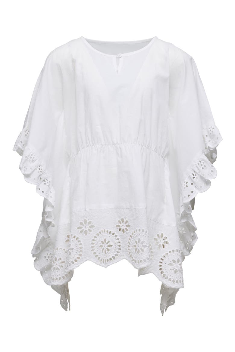 Kids' Eyelet Ruffle Cotton Cover-Up Dress, Main, color, WHITE
