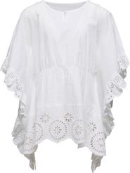 Snapper Rock Kids' Eyelet Ruffle Cotton Cover-Up Dress