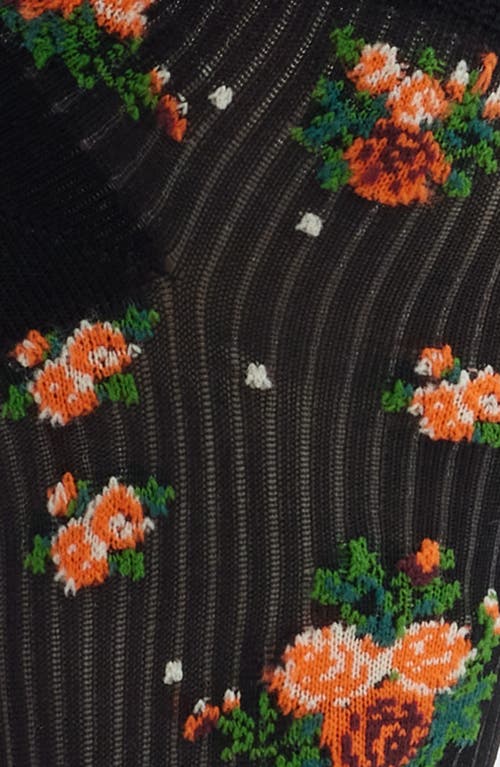 Stems Anna Floral Ruffle Cotton Blend Ankle Socks In Black