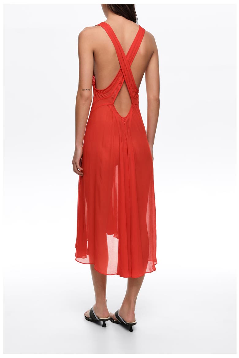 Fluid Cross-Back Dress, Alternate, color, RED
