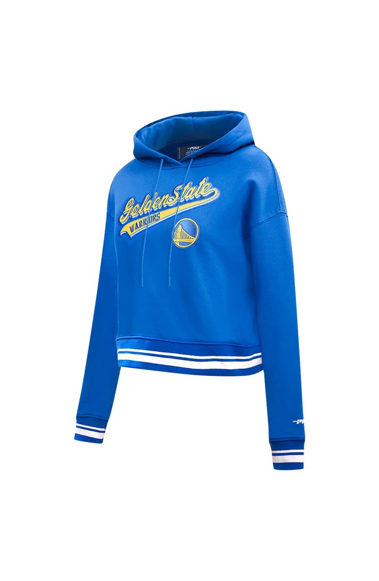 PRO STANDARD Women's Pro Standard Royal Golden State Warriors Script Tail Cropped Pullover Hoodie, Alternate, color, Royal