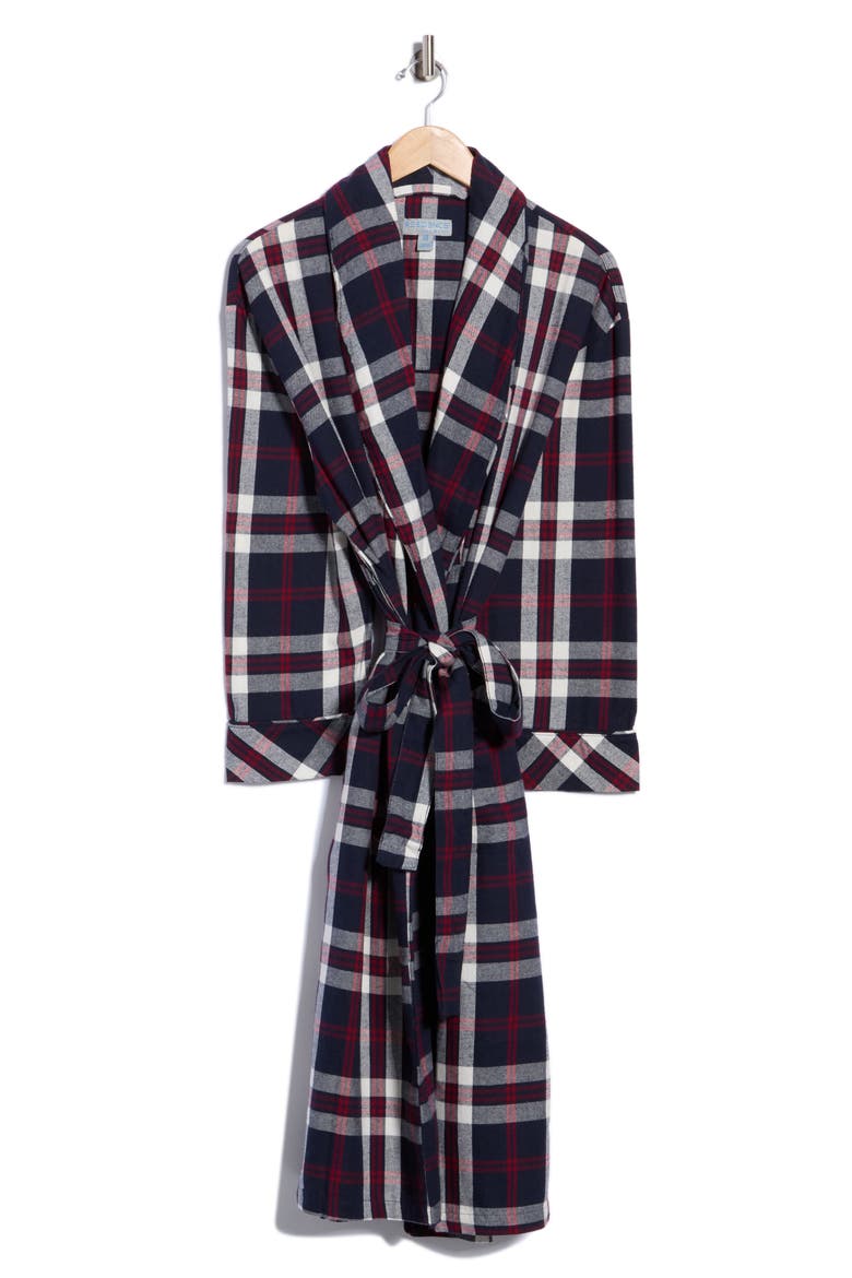 Residence Flannel Robe, Main, color, NAVY/ RED
