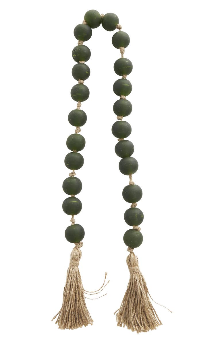 WILLOW ROW Bohemian Glass Beaded Tassel Garland, Alternate, color, Green