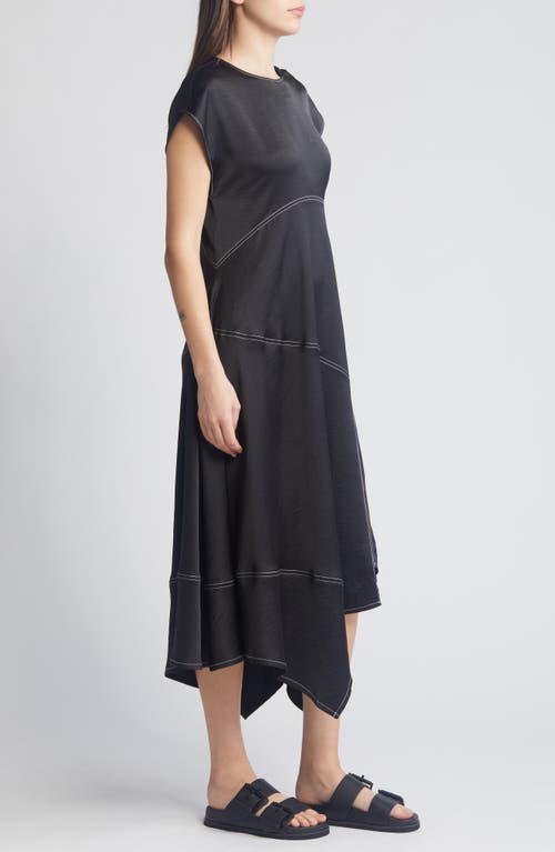 Allsaints Agnes Cap Sleeve Handkerchief Hem Dress In Black
