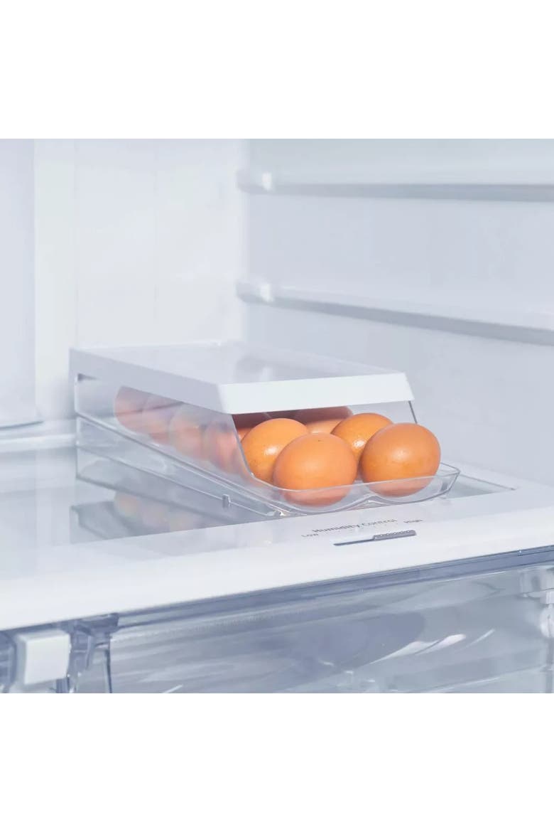 Rolling Clear Stackable Egg Holder Organizer, Alternate, color, Clear/White