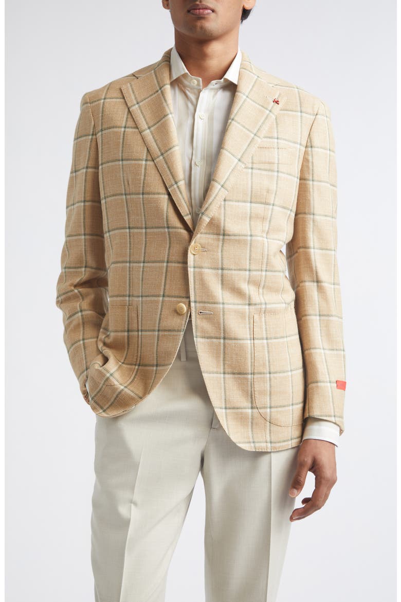 Check Wool, Silk & Linen Sport Coat, Main, color, LIGHT BEIGE