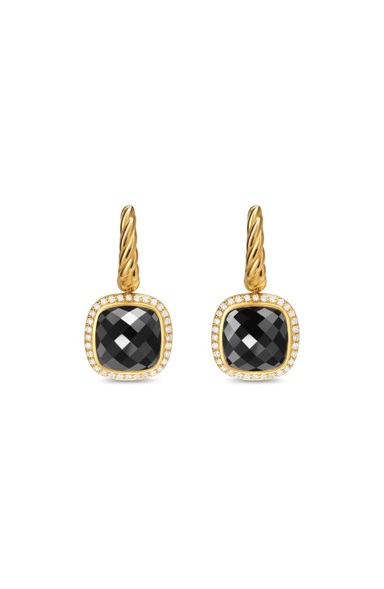 David Yurman Albion<sup>®</sup> Drop Earrings in 18K Yellow Gold with Diamonds, 10mm, Main, color, 18K Gold/ Onyx
