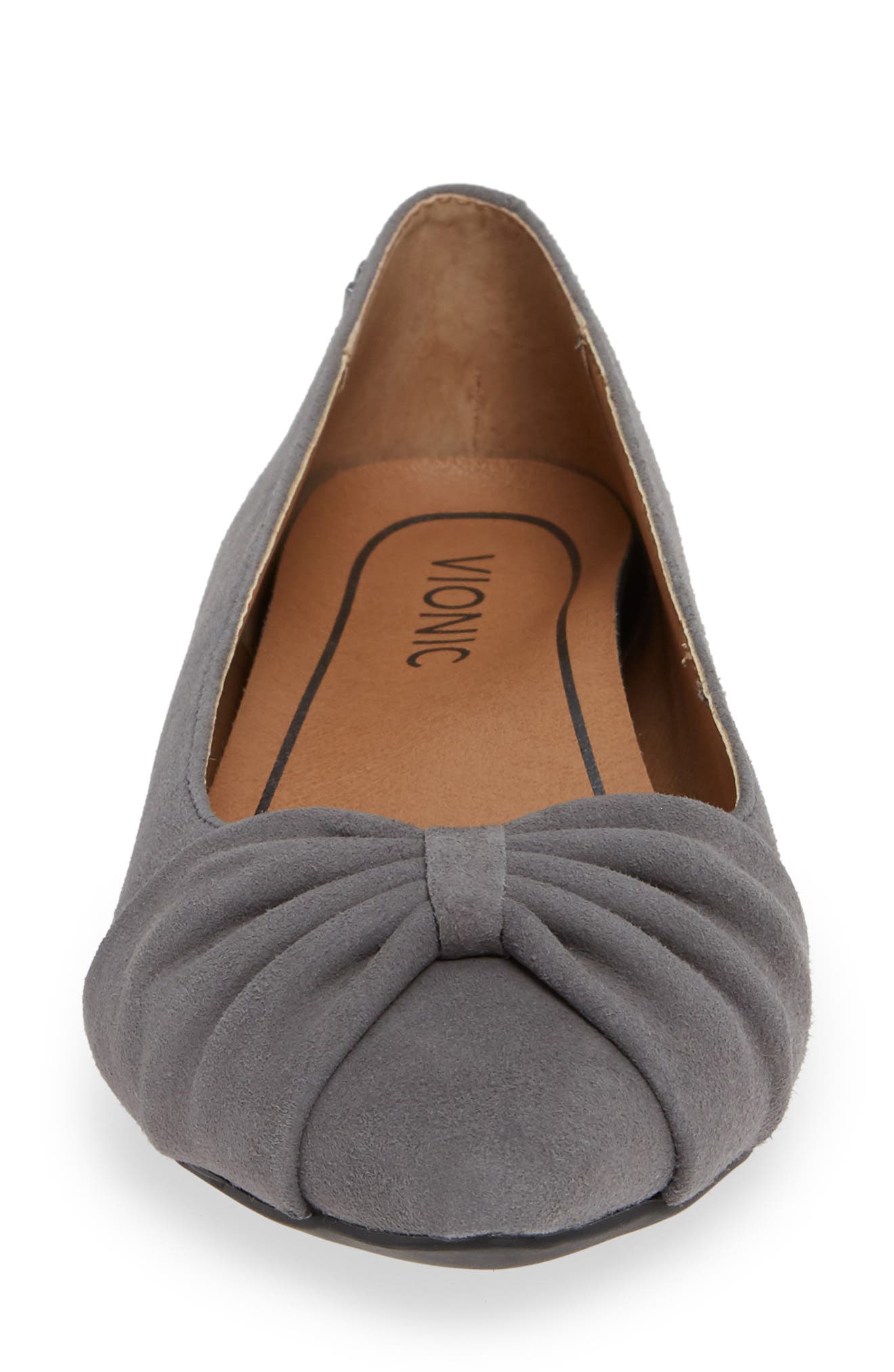 Vionic Gramercy Pointy Toe Flat, Alternate, color, CHARCOAL SUEDE