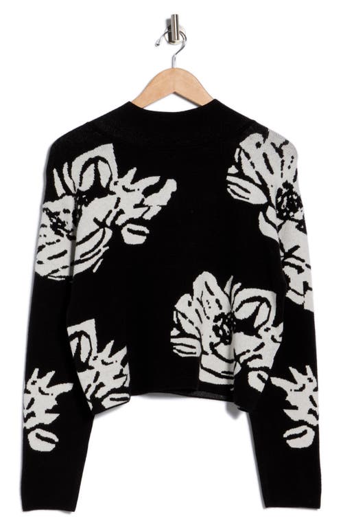 T Tahari Mock Neck Jacquard Sweater In Black