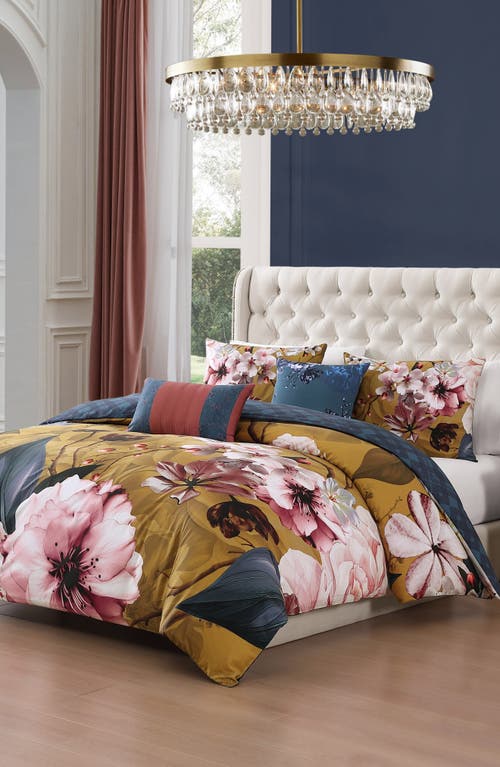 Bebejan Golden Bounty 5-piece Reversible Comforter Set In Gold