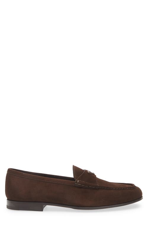 Prada Triangle Logo Loafer In Brown