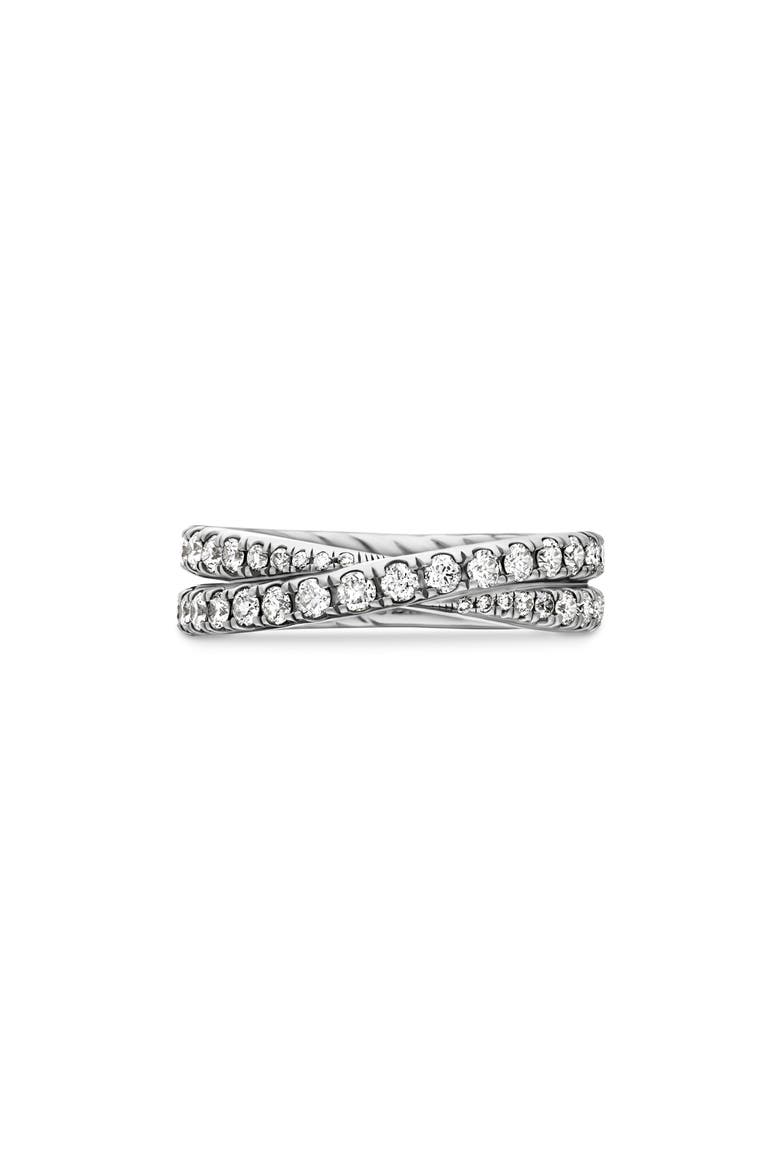 DY Crossover® Band Ring with Diamonds, Alternate, color, PLATINUM