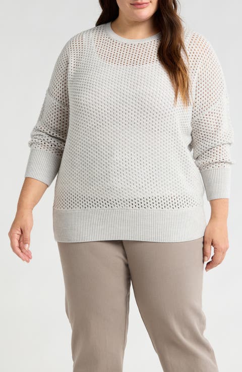 Open Stitch Wool Sweater (Plus)