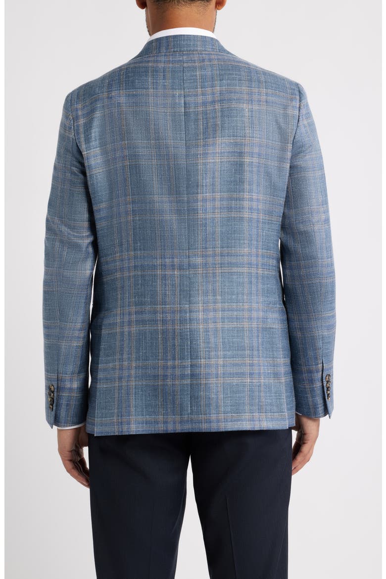 Midland Contemporary Fit Blue Plaid Wool & Silk Blend Sport Coat, Alternate, color, MID BLUE