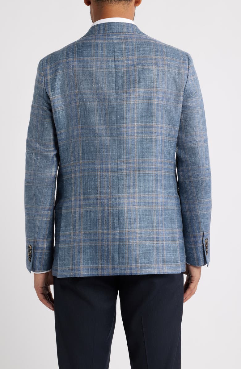 Jack Victor Midland Contemporary Fit Blue Plaid Wool & Silk Blend Sport Coat, Alternate, color, Mid Blue