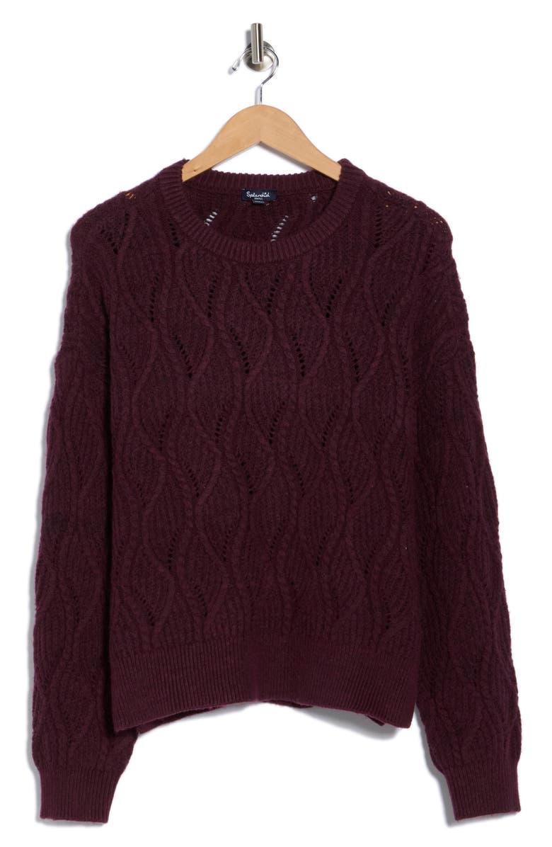 Splendid Novelty Pointelle Stitch Sweater, Alternate, color, Deep Plum