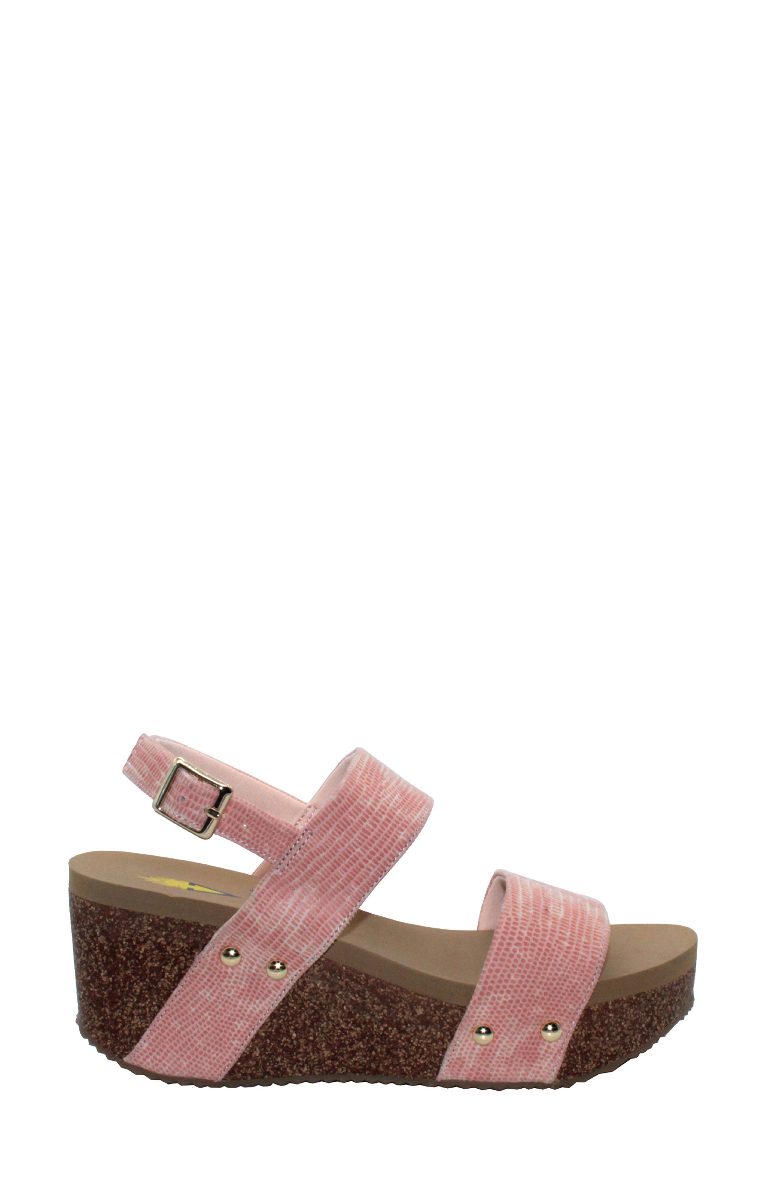 Volatile Summer Love Platform Wedge Sandal, Alternate, color, Blush Snake Embossed