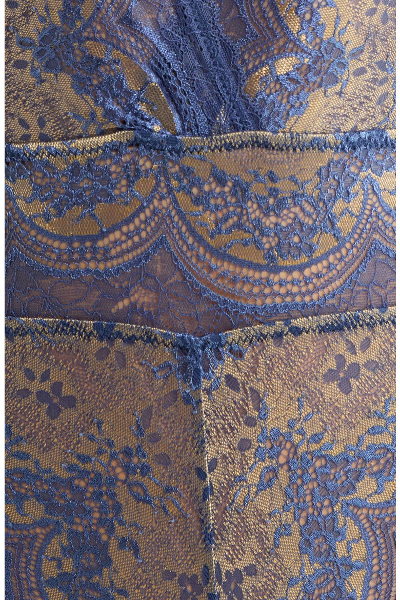 Plunge Lace Teddy, Alternate, color, DENIM BRASS