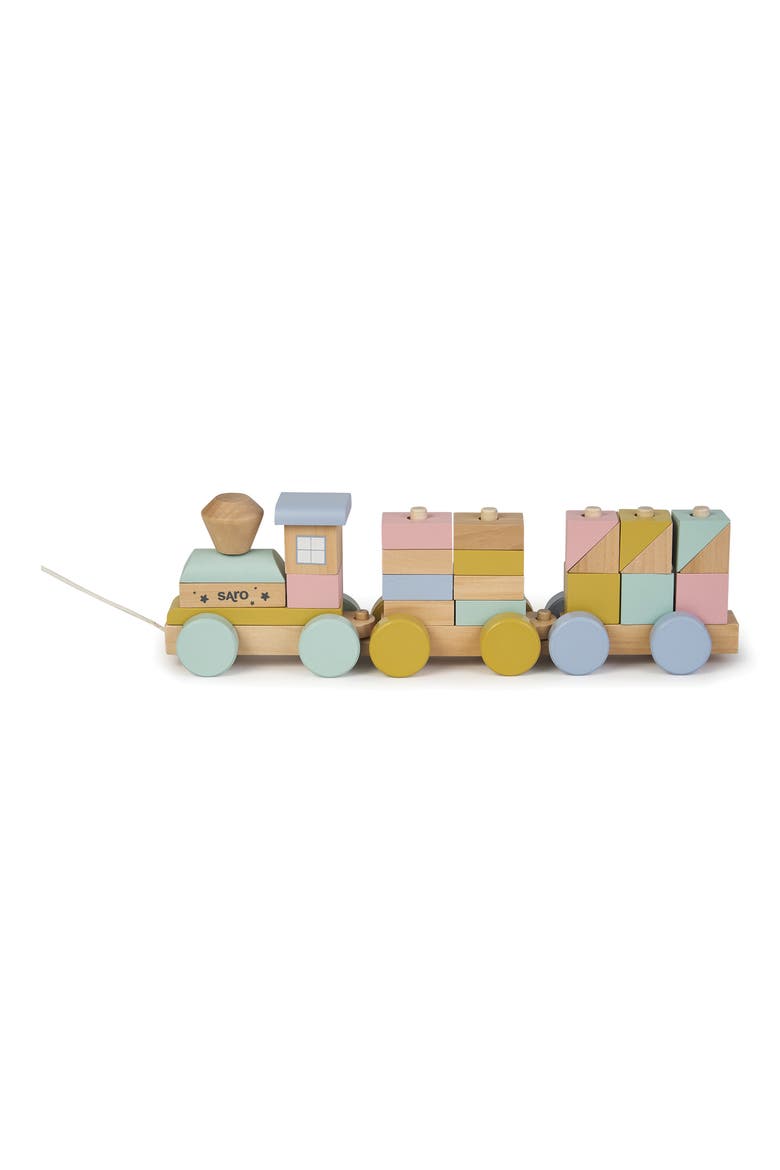 Pull Along Wooden Stacking Train, Main, color, MULTI