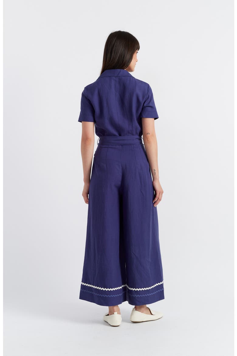 Linen Blend La Mer Jumpsuit, Alternate, color, Admiral Blue