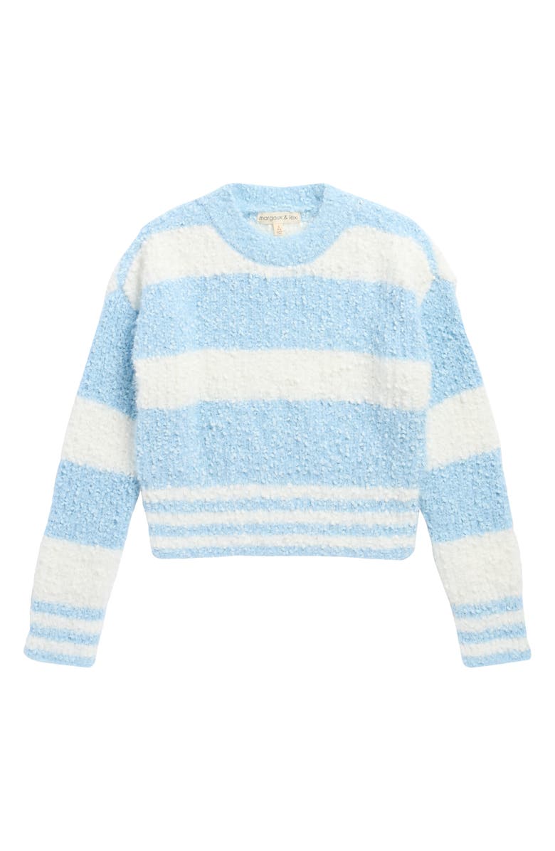 MARGAUX AND LEXI Kids' Stripe Textured Sweater, Main, color, Blue Ivory