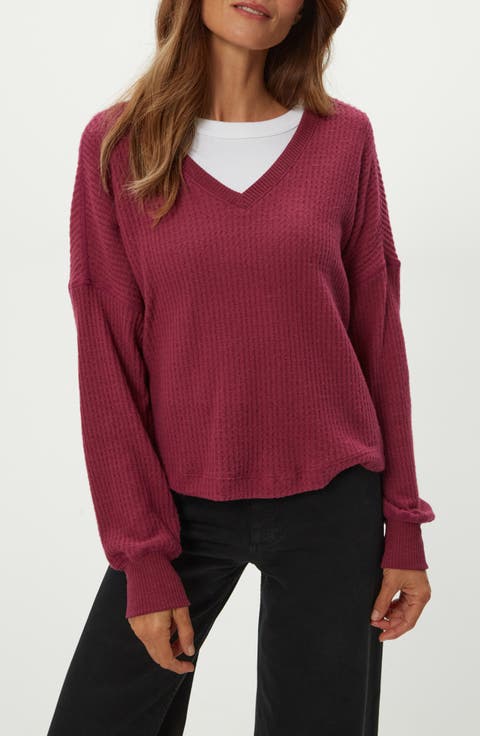 Salma Waffle Stitch V-Neck Knit Top