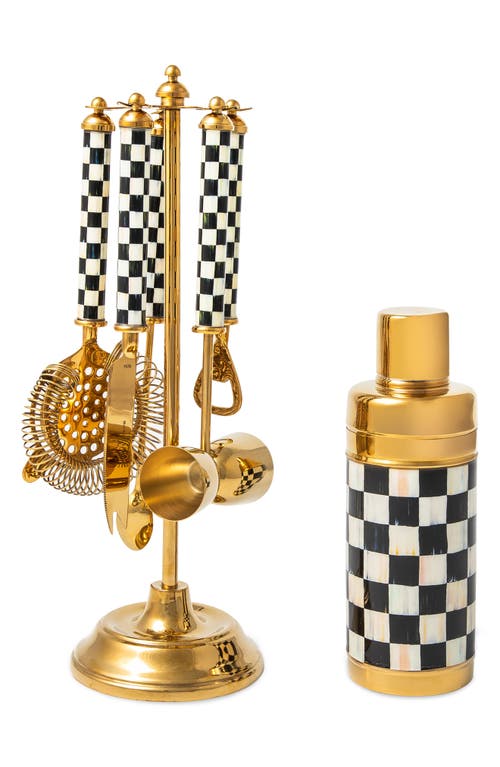 Mackenzie-childs Mackenzie Childs Courtly Check Gold 6-piece Bar Tool Set In Gold