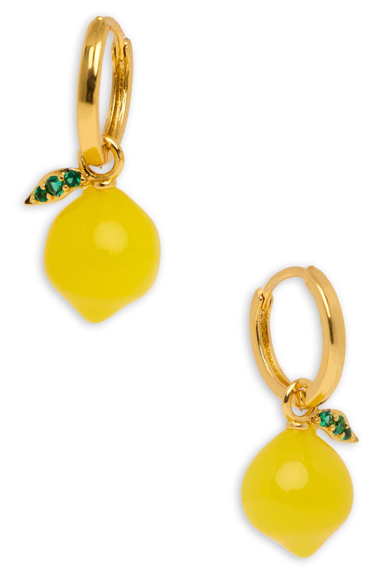 Lemon Charm Huggie Earrings, Main, color, YELLOW