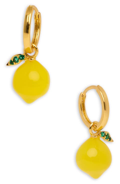 Lemon Charm Huggie Earrings