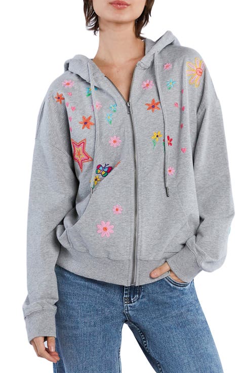 Sketchbook Embroidered Zip-Up Graphic Hoodie