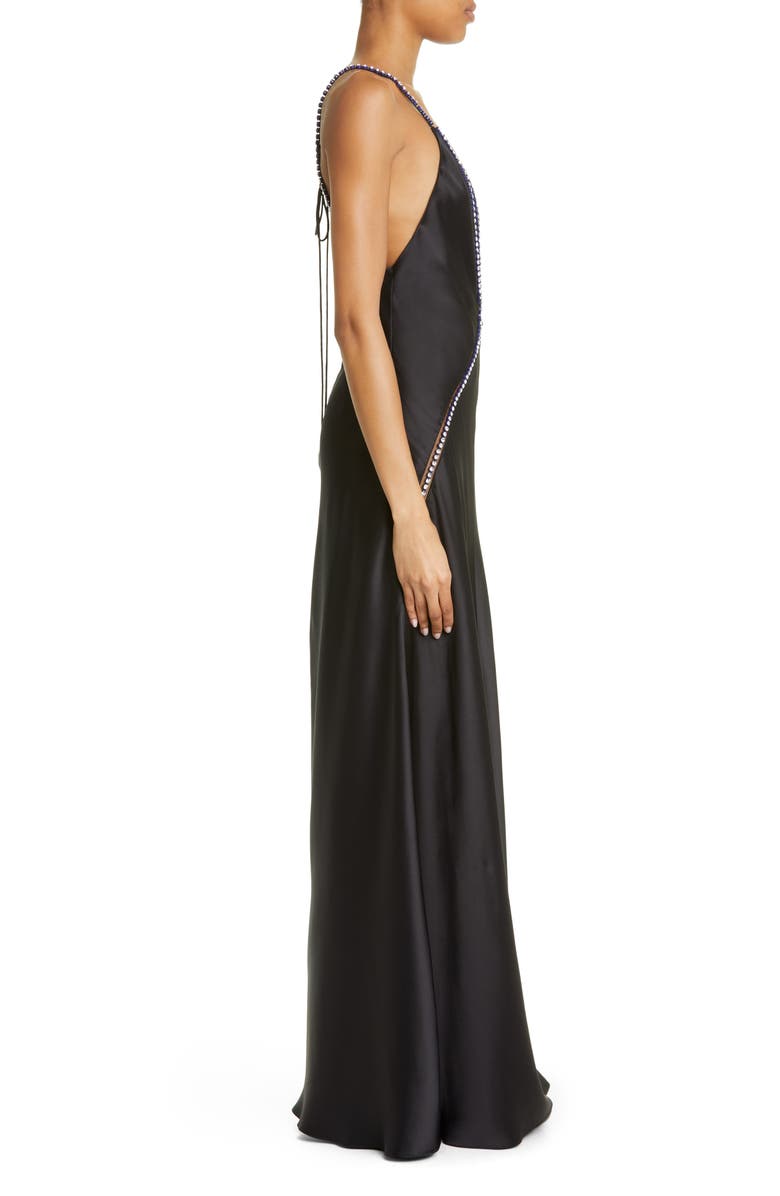 Stella McCartney Embellished Plunge Neck Satin Maxi Dress, Alternate, color, 